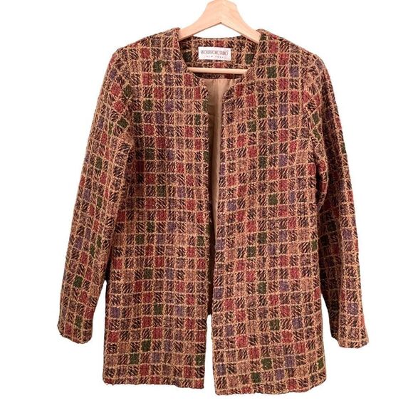 Vintage Brownstone Studio Open Front Knit Colorful Blazer in Size 6 Made in USA - Picture 1 of 6